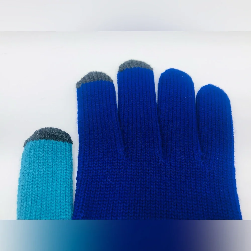 Verloop Color Block Touchscreen Gloves Mittens Green Blue Black Color OS